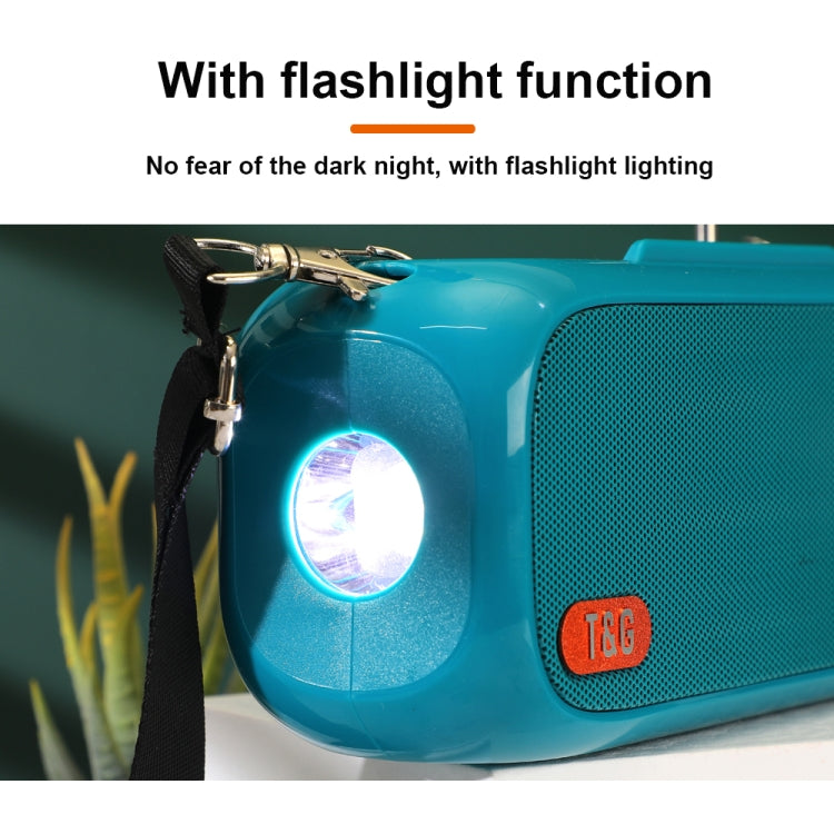 T&G TG613 TWS Solar Portable Bluetooth Speakers with LED Flashlight, Support TF Card / FM / AUX / U Disk(Green)