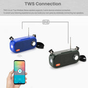 T&G TG613 TWS Solar Portable Bluetooth Speakers with LED Flashlight, Support TF Card / FM / AUX / U Disk(Dark Green)