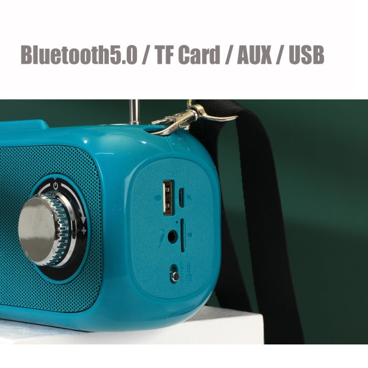 T&G TG613 TWS Solar Portable Bluetooth Speakers with LED Flashlight, Support TF Card / FM / AUX / U Disk(Dark Green)