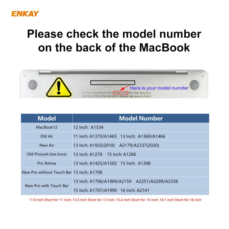 ENKAY Soft TPU Keyboard Protector Film for MacBook Air 13.3 inch A2179 (2020) / A2337 (2020), Version:US Version