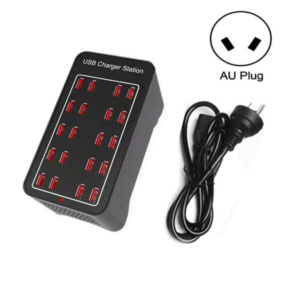 100W 20 USB Ports Fast Charger Station Smart Charger, AC 110-240V, Plug Size:AU Plug