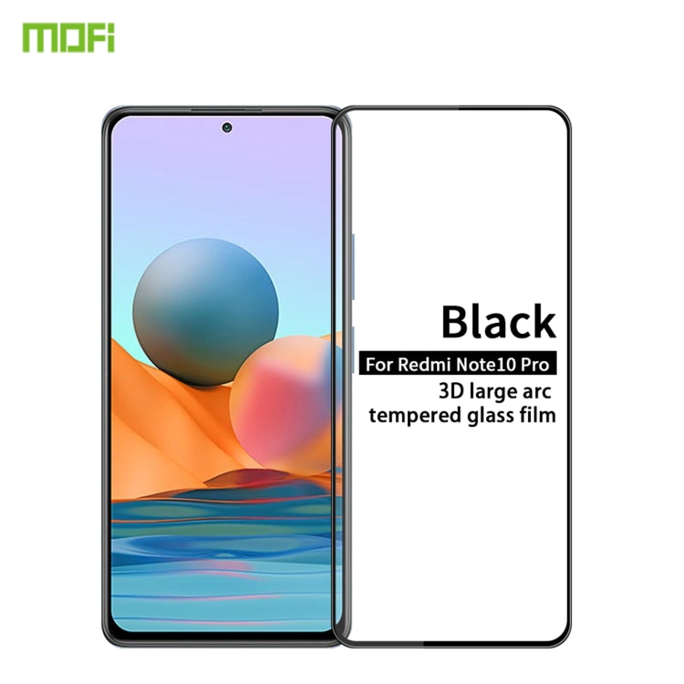 For Xiaomi Redmi Note 10 Pro / Note 10 Pro Max MOFI 9H 3D Explosion-proof Curved Screen Tempered Glass Film(Black) -  by MOFI | Online Shopping South Africa | PMC TechLife | Buy Now Pay Later Mobicred