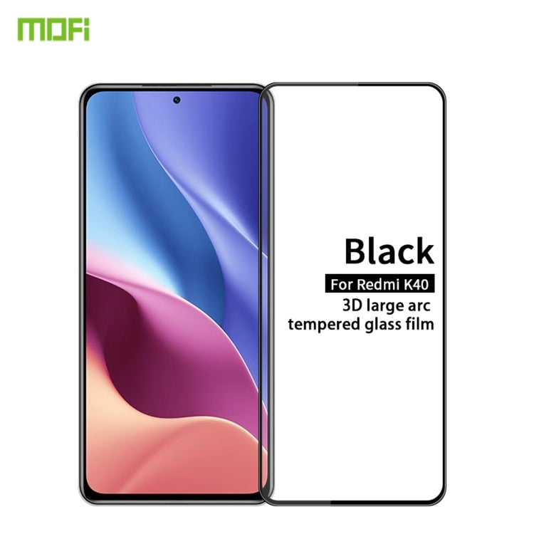 For Xiaomi Redmi K40 / K40 Pro MOFI 9H 3D Explosion-proof Curved Screen Tempered Glass Film(Black) -  by MOFI | Online Shopping South Africa | PMC TechLife | Buy Now Pay Later Mobicred
