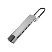 Aluminum Alloy 8 in 1 Multi HD USB 3.0 USB-C Hub Adapter Charging SD PD and TF RJ45 Card Reader Adapter for MacBook Pro Air