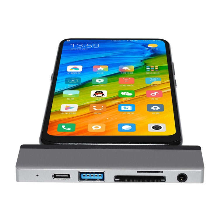 6 in 1 Type-C to HDMI/PD/USB3.0/Audio/SD&TF Card Reader HUB Converter for iPad Pro