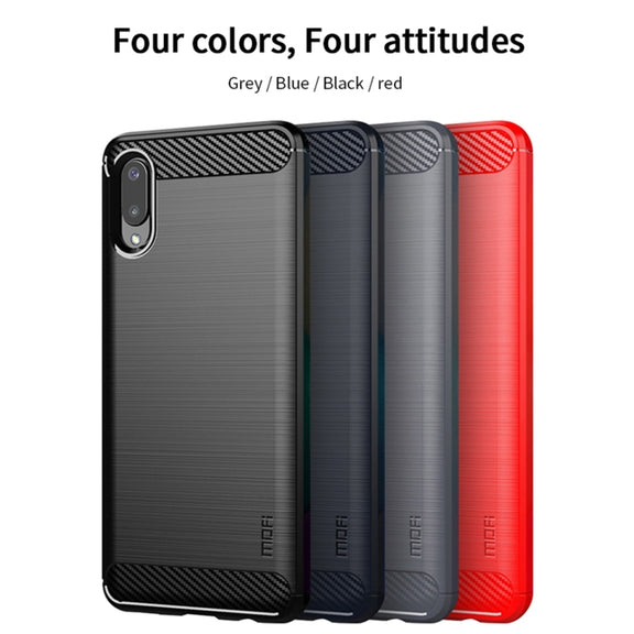 For Samsung Galaxy A02 / M02 MOFI Gentleness Series Brushed Texture Carbon Fiber Soft TPU Case(Blue)