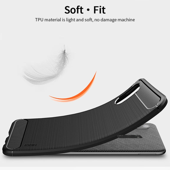 For Samsung Galaxy A02 / M02 MOFI Gentleness Series Brushed Texture Carbon Fiber Soft TPU Case(Red)
