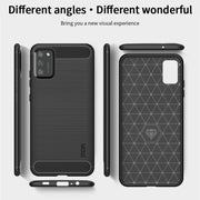 For Samsung Galaxy A02s/M02s/F02s(EU Version) MOFI Gentleness Series Brushed Texture Carbon Fiber Soft TPU Case(Black)
