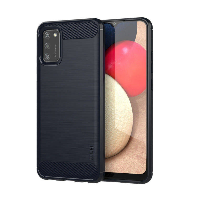 For Samsung Galaxy A02s/M02s/F02s(US Version) MOFI Gentleness Series Brushed Texture Carbon Fiber Soft TPU Case(Blue) - Galaxy Phone Cases by MOFI | Online Shopping South Africa | PMC TechLife