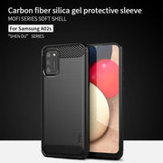 For Samsung Galaxy A02s/M02s/F02s(US Version) MOFI Gentleness Series Brushed Texture Carbon Fiber Soft TPU Case(Blue)
