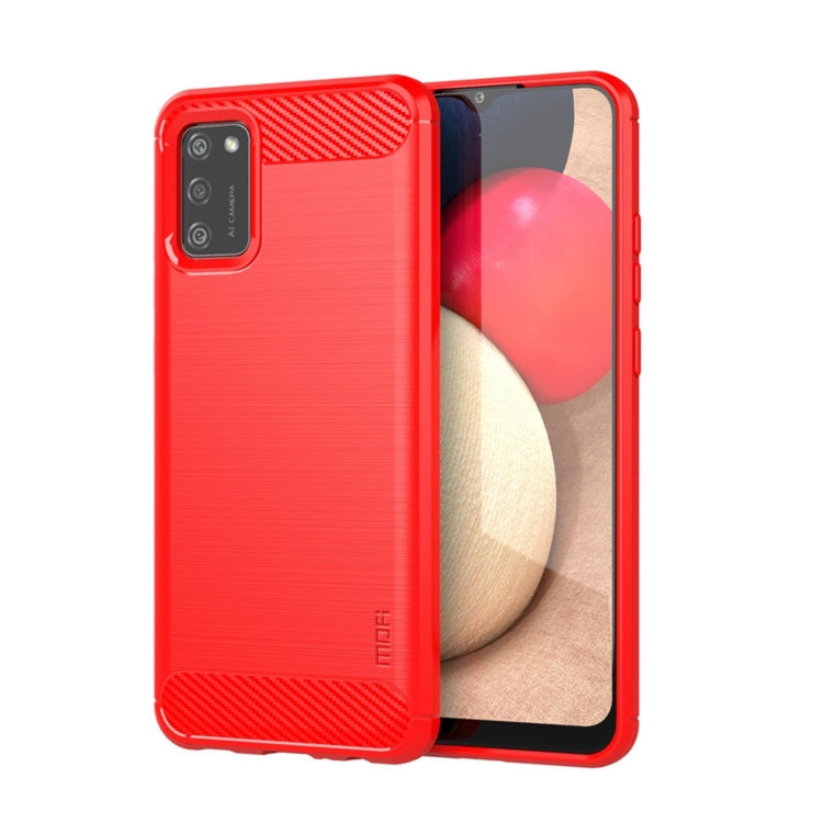 For Samsung Galaxy A02s/M02s/F02s(US Version) MOFI Gentleness Series Brushed Texture Carbon Fiber Soft TPU Case(Red) - Galaxy Phone Cases by MOFI | Online Shopping South Africa | PMC TechLife | Buy Now Pay Later Mobicred