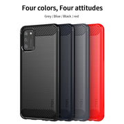 For Samsung Galaxy A02s/M02s/F02s(US Version) MOFI Gentleness Series Brushed Texture Carbon Fiber Soft TPU Case(Red)