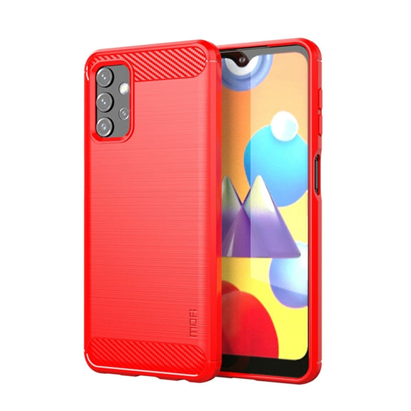 For Samsung Galaxy A32 5G MOFI Gentleness Series Brushed Texture Carbon Fiber Soft TPU Case(Red)