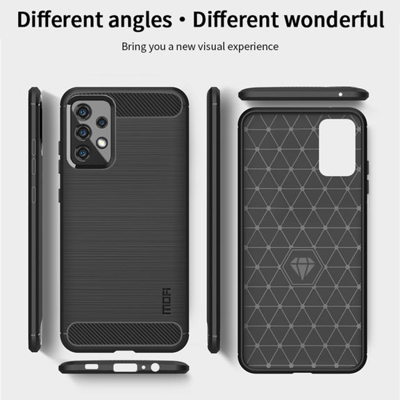 For Samsung Galaxy A52 5G/4G MOFI Gentleness Series Brushed Texture Carbon Fiber Soft TPU Case(Blue)