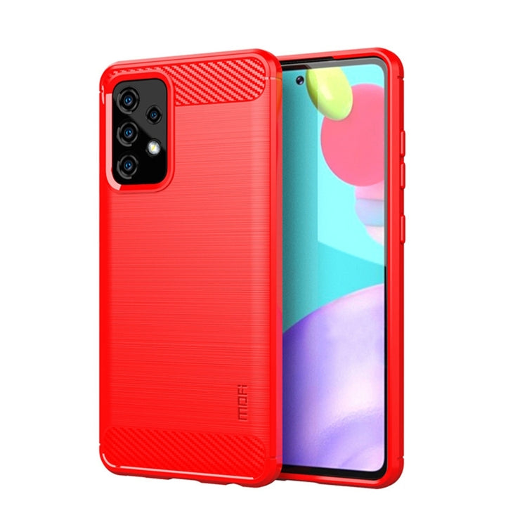 For Samsung Galaxy A52 5G/4G MOFI Gentleness Series Brushed Texture Carbon Fiber Soft TPU Case(Red) - Galaxy Phone Cases by MOFI | Online Shopping South Africa | PMC TechLife | Buy Now Pay Later Mobicred