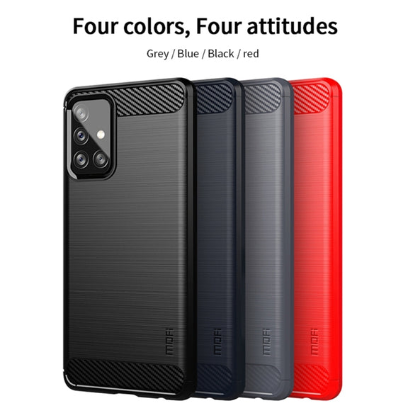 For Samsung Galaxy A72 5G/4G MOFI Gentleness Series Brushed Texture Carbon Fiber Soft TPU Case(Blue)