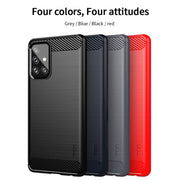 For Samsung Galaxy A72 5G/4G MOFI Gentleness Series Brushed Texture Carbon Fiber Soft TPU Case(Red)
