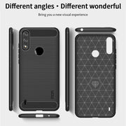 For Motorola Moto E7 Power MOFI Gentleness Series Brushed Texture Carbon Fiber Soft TPU Case(Blue)