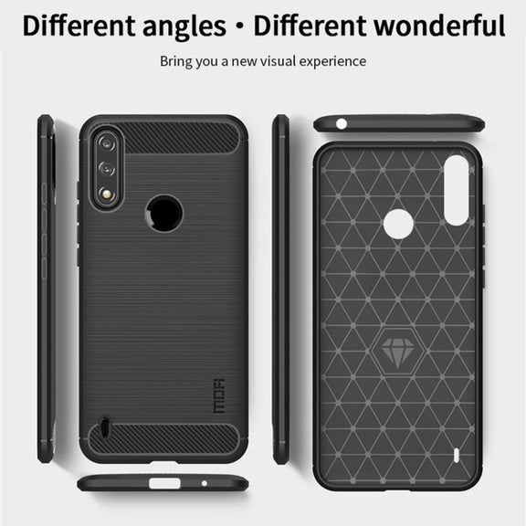 For Motorola Moto E7 Power MOFI Gentleness Series Brushed Texture Carbon Fiber Soft TPU Case(Gray)