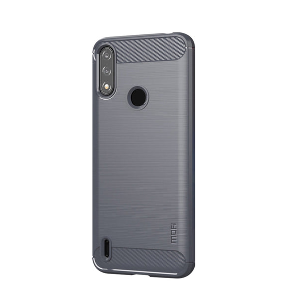 For Motorola Moto E7 Power MOFI Gentleness Series Brushed Texture Carbon Fiber Soft TPU Case(Gray)