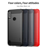 For Motorola Moto E7 Power MOFI Gentleness Series Brushed Texture Carbon Fiber Soft TPU Case(Red)