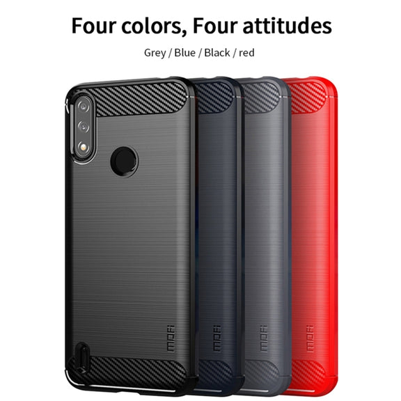 For Motorola Moto E7 Power MOFI Gentleness Series Brushed Texture Carbon Fiber Soft TPU Case(Red)