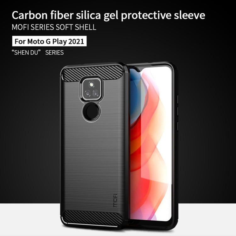 For Motorola Moto G Play 2021 MOFI Gentleness Series Brushed Texture Carbon Fiber Soft TPU Case(Blue) - Motorola Cases by MOFI | Online Shopping South Africa | PMC TechLife | Buy Now Pay Later Mobicred