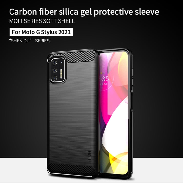 For Motorola Moto G Stylus 2021 MOFI Gentleness Series Brushed Texture Carbon Fiber Soft TPU Case(Blue) - free shipping - PMC TechLife - Order now!