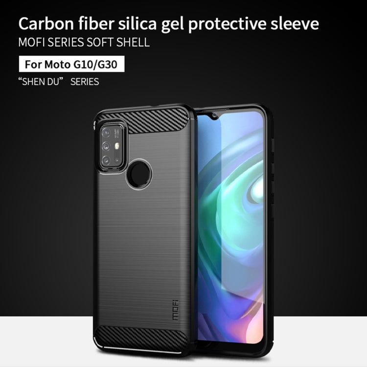 For Motorola Moto G10 / G30 MOFI Gentleness Series Brushed Texture Carbon Fiber Soft TPU Case(Blue) - Motorola Cases by MOFI | Online Shopping South Africa | PMC TechLife