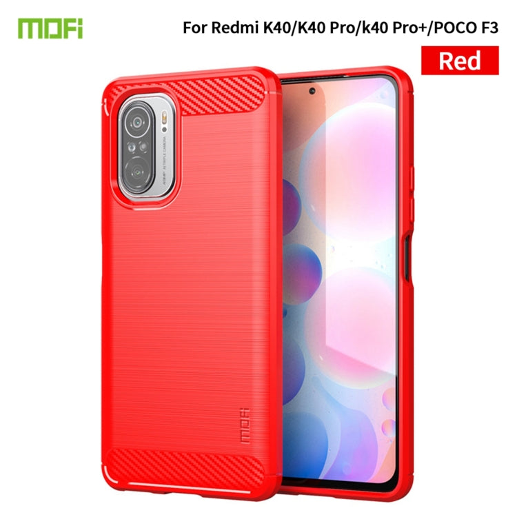 For Xiaomi Redmi K40 / K40 Pro / K40 Pro+ / Poco F3 MOFI Gentleness Series Brushed Texture Carbon Fiber Soft TPU Case(Red) - Xiaomi Cases by MOFI | Online Shopping South Africa | PMC TechLife | Buy Now Pay Later Mobicred