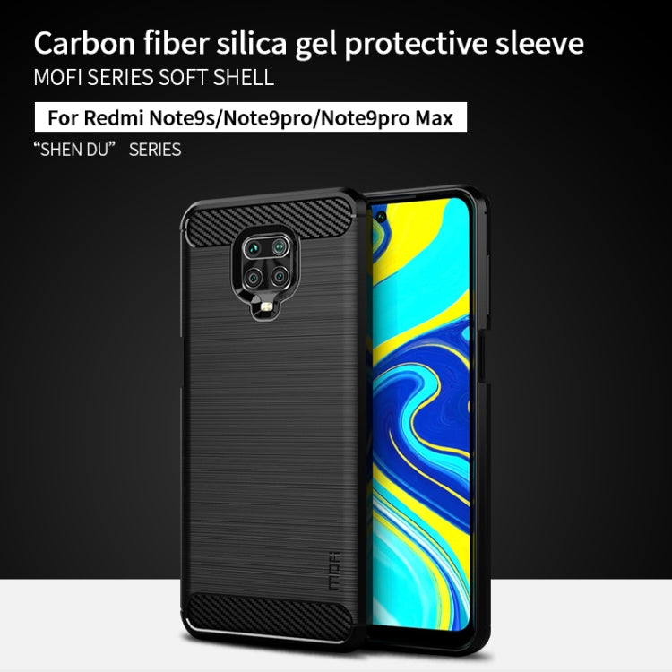 For Xiaomi Redmi Note 9s / Note 9 Pro / Note 9 Pro Max / Foco M2 Pro MOFI Gentleness Series Brushed Texture Carbon Fiber Soft TPU Case(Black) - Xiaomi Cases by MOFI | Online Shopping South Africa | PMC Jewellery | Buy Now Pay Later Mobicred