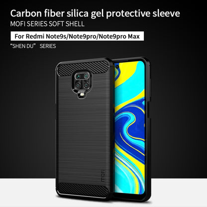 For Xiaomi Redmi Note 9s / Note 9 Pro / Note 9 Pro Max / Foco M2 Pro MOFI Gentleness Series Brushed Texture Carbon Fiber Soft TPU Case(Black) - Xiaomi Cases by MOFI | Online Shopping South Africa | PMC Jewellery | Buy Now Pay Later Mobicred