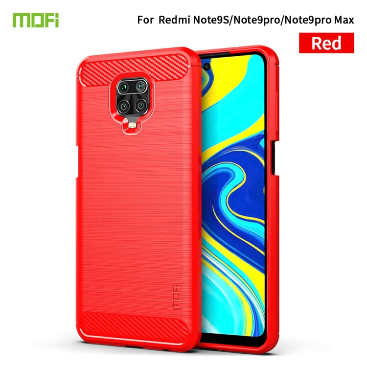 For Xiaomi Redmi Note 9s / Note 9 Pro / Note 9 Pro Max / Foco M2 Pro MOFI Gentleness Series Brushed Texture Carbon Fiber Soft TPU Case(Red) - Xiaomi Cases by MOFI | Online Shopping South Africa | PMC TechLife | Buy Now Pay Later Mobicred