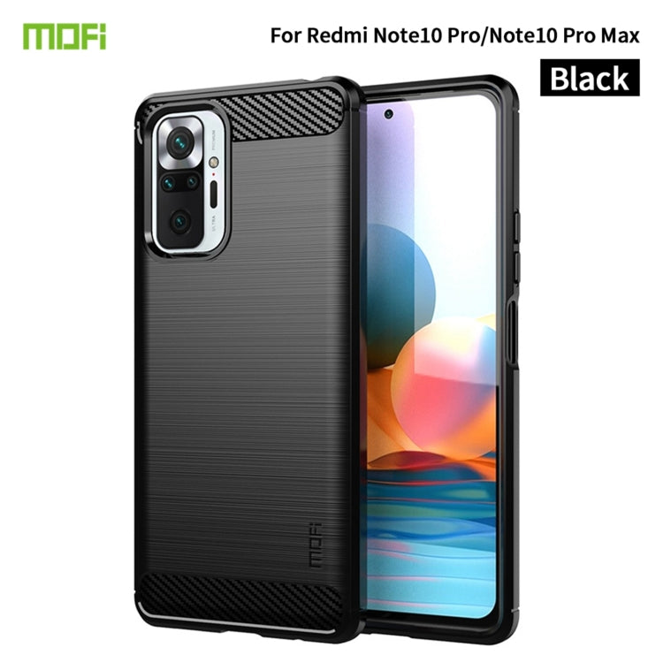 For Xiaomi Redmi Note 10 Pro / Note 10 Pro Max MOFI Gentleness Series Brushed Texture Carbon Fiber Soft TPU Case(Black) - Xiaomi Cases by MOFI | Online Shopping South Africa | PMC TechLife | Buy Now Pay Later Mobicred