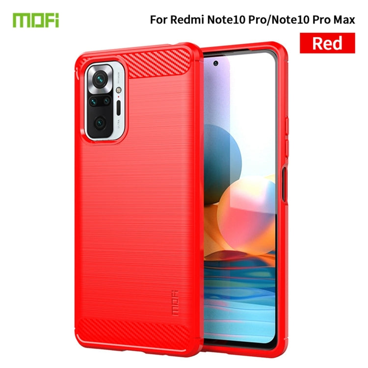 For Xiaomi Redmi Note 10 Pro / Note 10 Pro Max MOFI Gentleness Series Brushed Texture Carbon Fiber Soft TPU Case(Red) - Xiaomi Cases by MOFI | Online Shopping South Africa | PMC TechLife