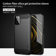 For Xiaomi Poco M3 / Redmi 9T MOFI Gentleness Series Brushed Texture Carbon Fiber Soft TPU Case(Blue)