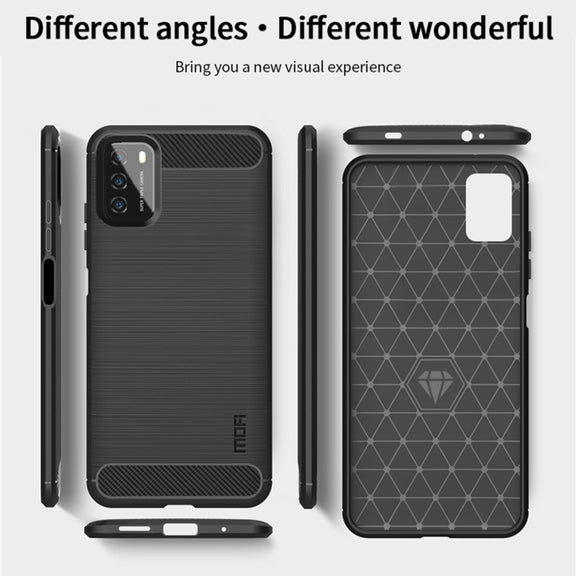 For Xiaomi Poco M3 / Redmi 9T MOFI Gentleness Series Brushed Texture Carbon Fiber Soft TPU Case(Blue)