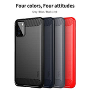 For Xiaomi Poco M3 / Redmi 9T MOFI Gentleness Series Brushed Texture Carbon Fiber Soft TPU Case(Blue)