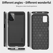 For Xiaomi Poco M3 / Redmi 9T MOFI Gentleness Series Brushed Texture Carbon Fiber Soft TPU Case(Red)