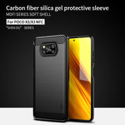 For Xiaomi POCO X3 / X3 NFC MOFI Gentleness Series Brushed Texture Carbon Fiber Soft TPU Case(Blue)