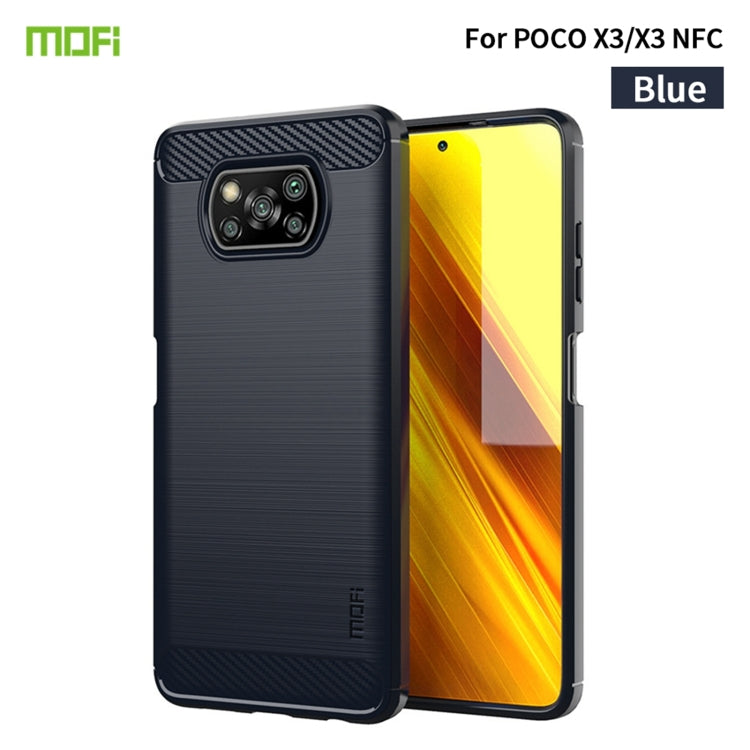 For Xiaomi POCO X3 / X3 NFC MOFI Gentleness Series Brushed Texture Carbon Fiber Soft TPU Case(Blue) - Xiaomi Cases by MOFI | Online Shopping South Africa | PMC TechLife | Buy Now Pay Later Mobicred