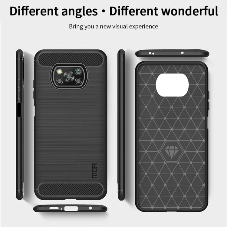 For Xiaomi POCO X3 / X3 NFC MOFI Gentleness Series Brushed Texture Carbon Fiber Soft TPU Case(Grey) - Xiaomi Cases by MOFI | Online Shopping South Africa | PMC TechLife