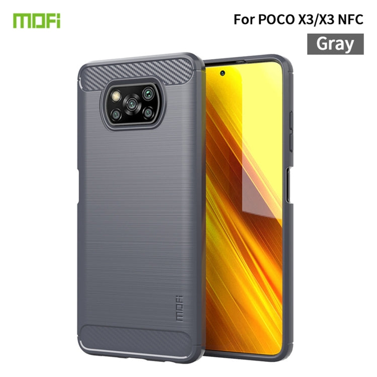 For Xiaomi POCO X3 / X3 NFC MOFI Gentleness Series Brushed Texture Carbon Fiber Soft TPU Case(Grey) - Xiaomi Cases by MOFI | Online Shopping South Africa | PMC TechLife