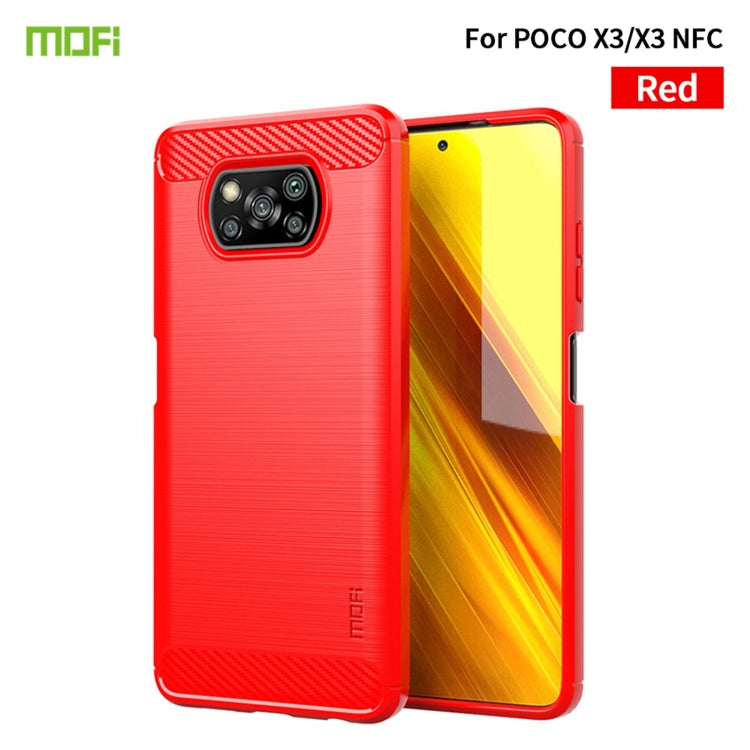 For Xiaomi POCO X3 / X3 NFC MOFI Gentleness Series Brushed Texture Carbon Fiber Soft TPU Case(Red) - Xiaomi Cases by MOFI | Online Shopping South Africa | PMC TechLife | Buy Now Pay Later Mobicred
