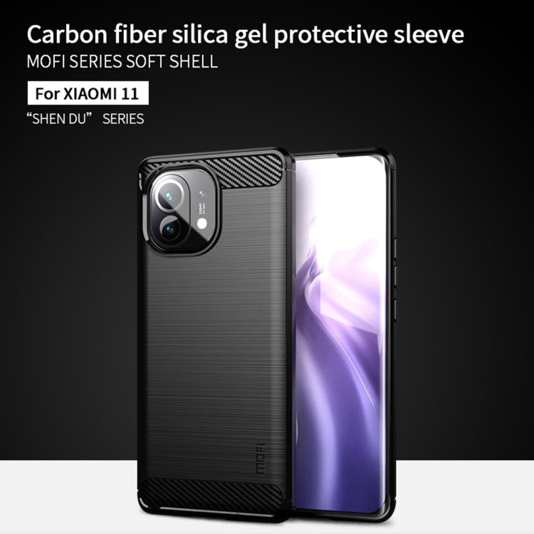 For Xiaomi Mi 11 MOFI Gentleness Series Brushed Texture Carbon Fiber Soft TPU Case(Blue) - Xiaomi Cases by MOFI | Online Shopping South Africa | PMC TechLife