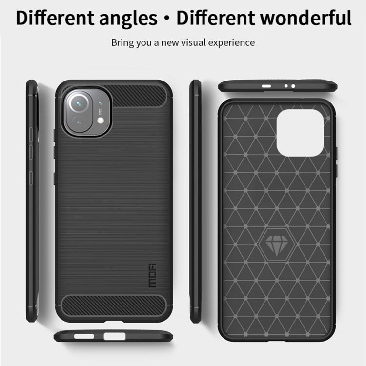 For Xiaomi Mi 11 MOFI Gentleness Series Brushed Texture Carbon Fiber Soft TPU Case(Blue) - Xiaomi Cases by MOFI | Online Shopping South Africa | PMC TechLife