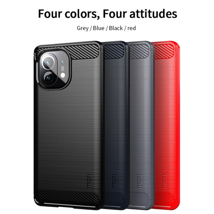 For Xiaomi Mi 11 MOFI Gentleness Series Brushed Texture Carbon Fiber Soft TPU Case(Blue) - Xiaomi Cases by MOFI | Online Shopping South Africa | PMC TechLife