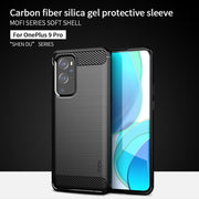 For OnePlus 9 Pro MOFI Gentleness Series Brushed Texture Carbon Fiber Soft TPU Case(Black)
