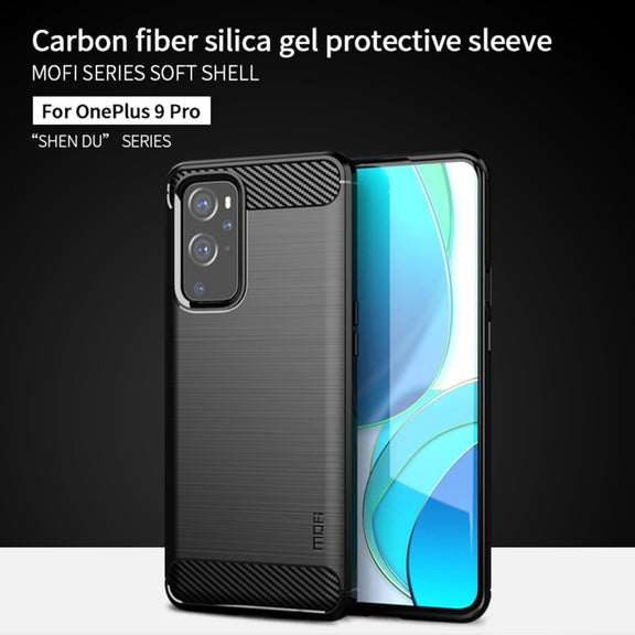For OnePlus 9 Pro MOFI Gentleness Series Brushed Texture Carbon Fiber Soft TPU Case(Red)