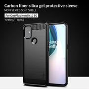 For OnePlus Nord N10 5G MOFI Gentleness Series Brushed Texture Carbon Fiber Soft TPU Case(Black)